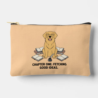 Cute Golden Retriever Writer Book Lover Accessory  Pouch
