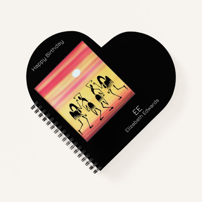 Cute, Golden Sunset, Break Dance Birthday Notebook (Front)