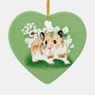 Cute golden Syrian Hamster art gifts accessories Ceramic Tree Decoration
