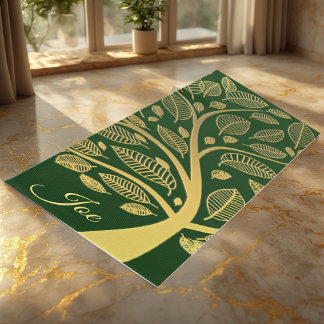 Cute Golden Tree Of Life Greenery Foliage Elegant Yoga Mat