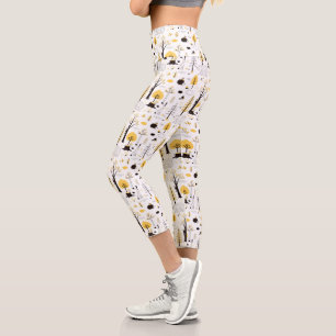 Cute Golden Woods Scene Pattern Capri Leggings