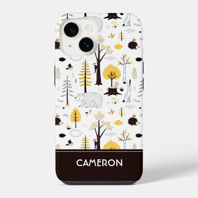 Cute Golden Woods Scene Pattern iPhone Case (Back)