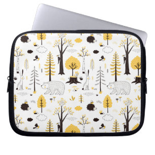 Cute Golden Woods Scene Pattern Laptop Sleeve