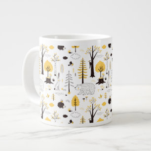 Cute Golden Woods Scene Pattern Large Coffee Mug