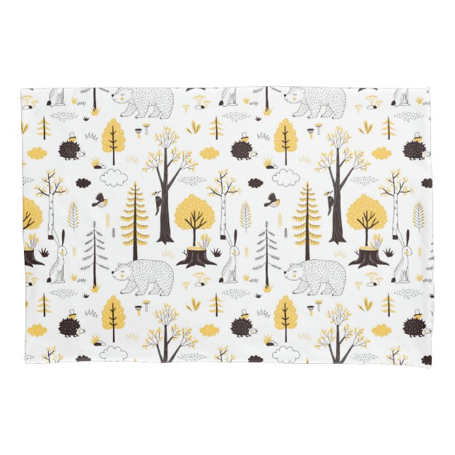 Cute Golden Woods Scene Pattern Pillowcase (Front)