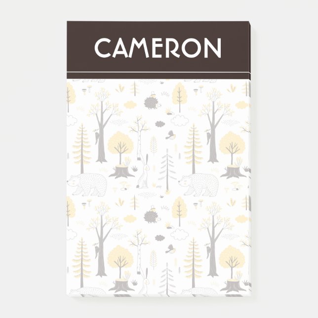 Cute Golden Woods Scene Pattern Post-it Notes (Front)