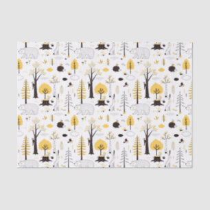 Cute Golden Woods Scene Pattern Tissue Paper