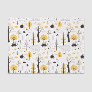 Cute Golden Woods Scene Pattern Tissue Paper