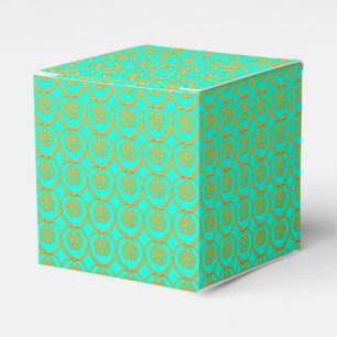 Cute Golden Yellow Pattern over Minty Green Favour Box
