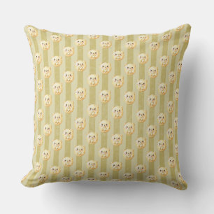 Cute Golden Yellow Teddy Bear and Stripe Cushion