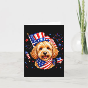 Cute Goldendoodle Aamerican Flag 4th Of July Men Card