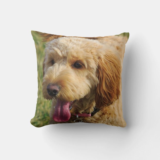 Cute Goldendoodle Dog Cushion (Front)