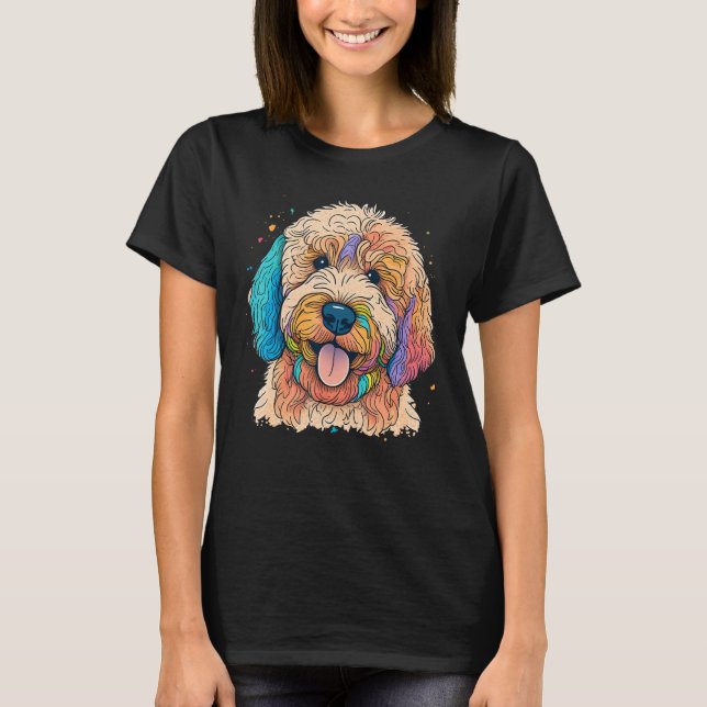 Cute Goldendoodle Dog on Golden Doodle  1 T-Shirt (Front)