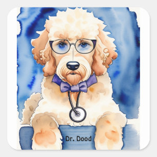 Cute Goldendoodle Dog Puppy Kids Square Sticker