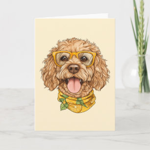 Cute Goldendoodle Dog Sunglasses Oranges Card