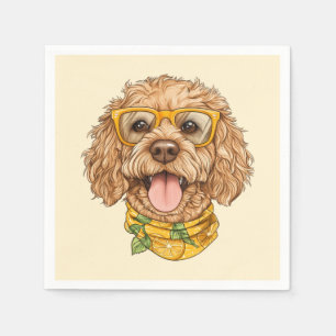 Cute Goldendoodle Dog Sunglasses Oranges Napkin