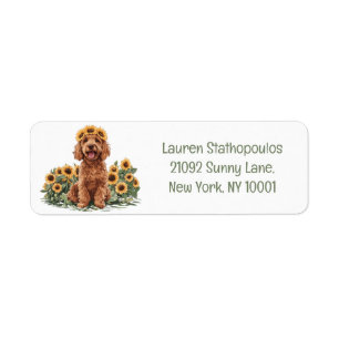 Cute Goldendoodle Dog Wearing A Sunflower Crown