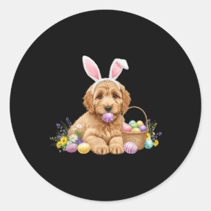 Cute Goldendoodle Easter Day Egg Wildflowers Women Classic Round Sticker
