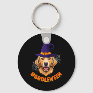 Cute Goldendoodle Halloween Spooky Golden Doodle D Key Ring