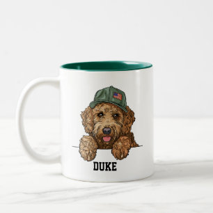 Cute Goldendoodle Patriot Two-Tone Coffee Mug
