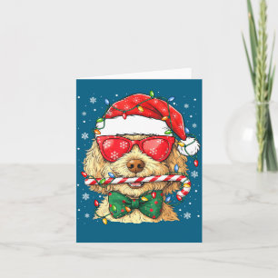 Cute Goldendoodle Santa Hat Xmas Lights Goldendood Card