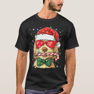 Cute Goldendoodle Santa Hat Xmas Lights Goldendood T-Shirt