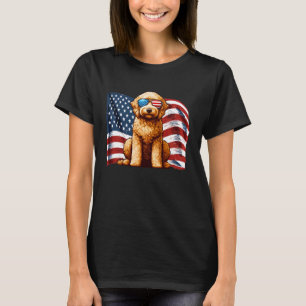 Cute Goldendoodle USA Flag Sunglasses Patriotic Ve T-Shirt