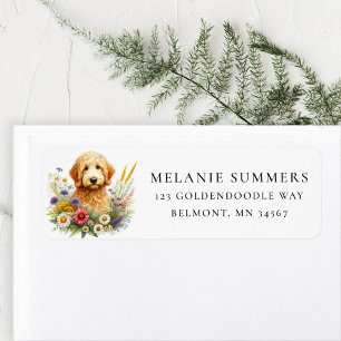 Cute Goldendoodle Wildflower Return Address Label