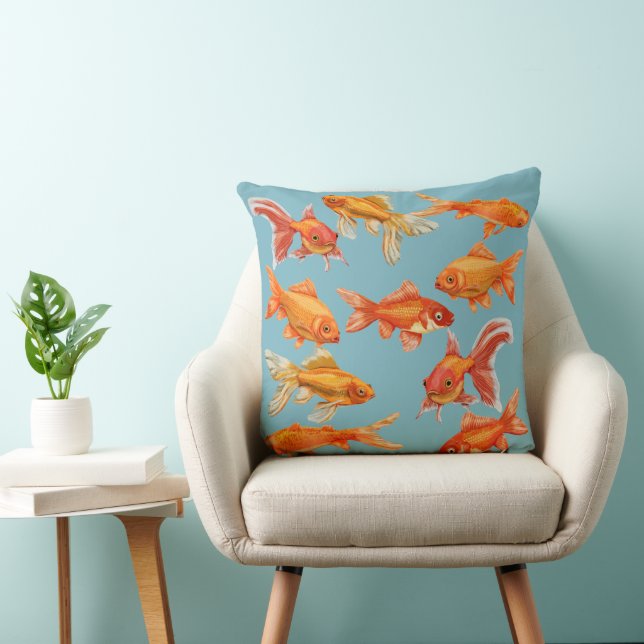 Cute Goldfish Coastal  Cushion (Chair)