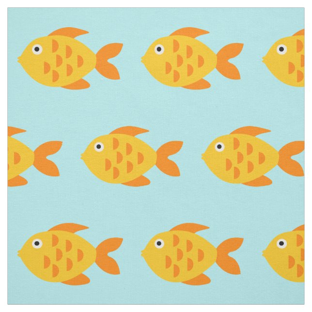 Cute goldfish fish pattern fabric DIY textile (Swatch)