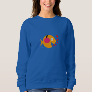 Cute Goldfish in Pink Earmuffs Artistic Swimmer Sweatshirt