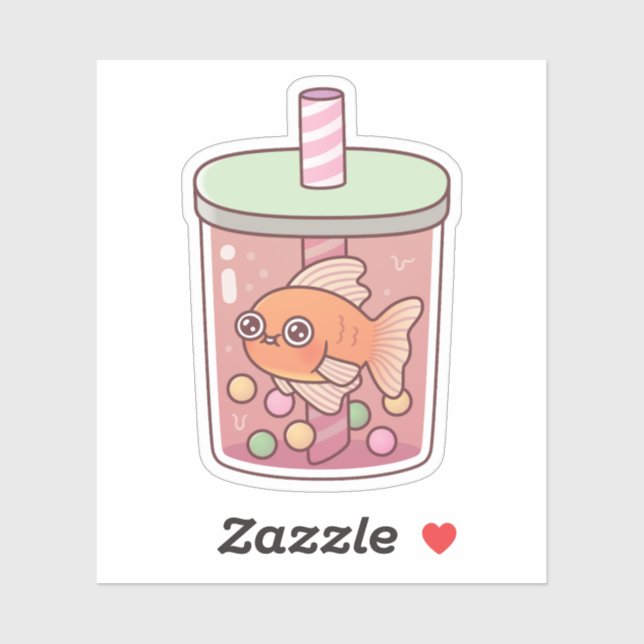 Cute Goldfish Swimming In Boba Tea (Sheet)