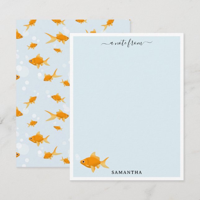 Cute Goldfish Swimming in Water Custom Name Card (Front/Back)