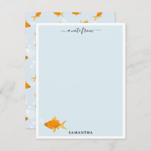 Cute Goldfish Swimming in Water Custom Name Card
