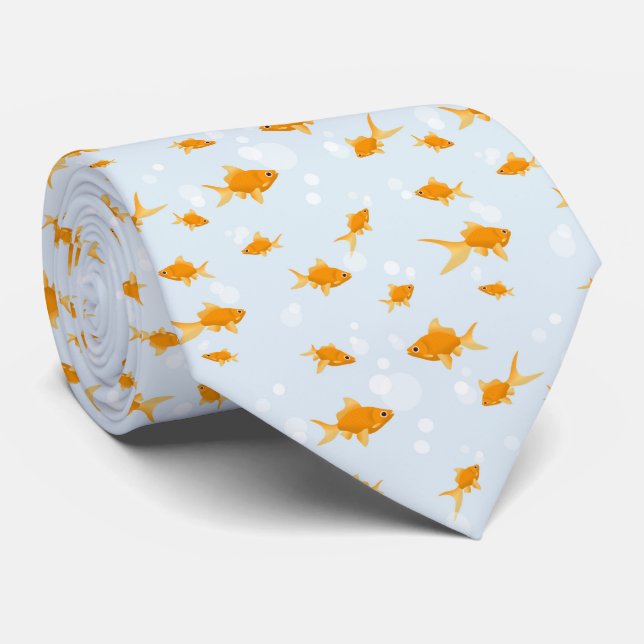 Cute Goldfish Swimming in Water Tie (Rolled)