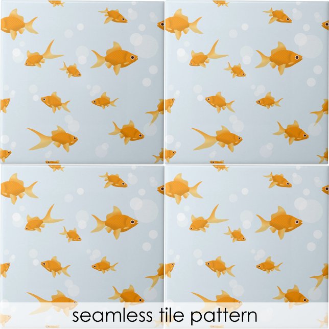 Cute Goldfish Swimming in Water Tile (Cute Goldfish Swimming in Water Ceramic Tile)