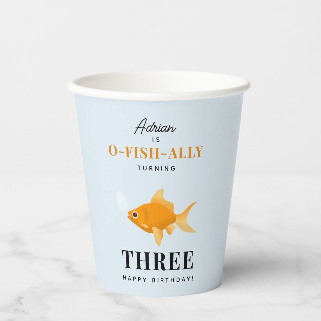 Cute Goldfish Swimming Water Kids Birthday Party Paper Cups (Front)