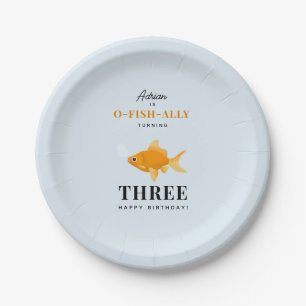 Cute Goldfish Swimming Water Kids Birthday Party Paper Plate