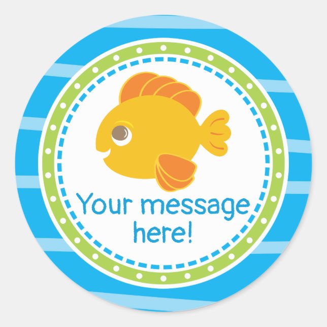 Cute Goldfish Under the Sea Birthday Classic Round Sticker (Front)