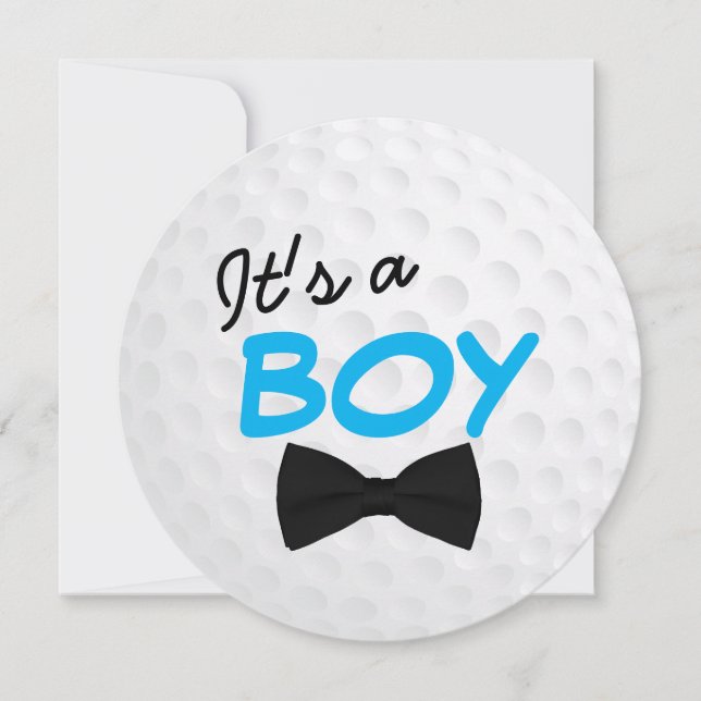 Cute Golf Ball Bow Tie Baby Boy Shower Invitation (Front)