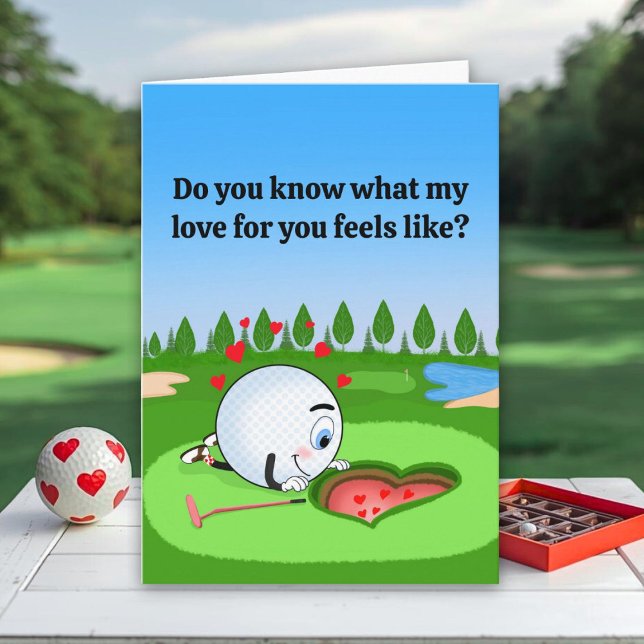 Cute Golf Ball Valentine's Day Card (Creator Uploaded)