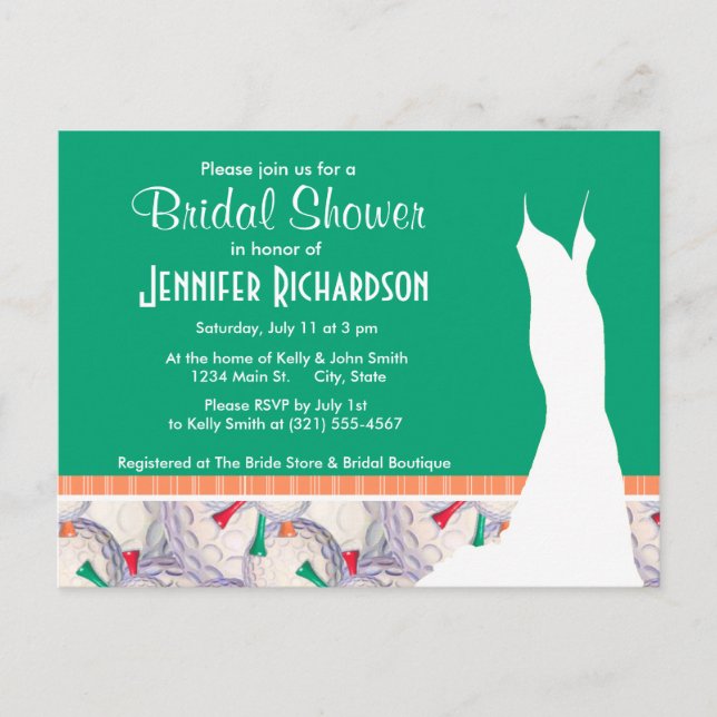 Cute Golf Balls & Tees Pattern Invitation Postcard (Front)