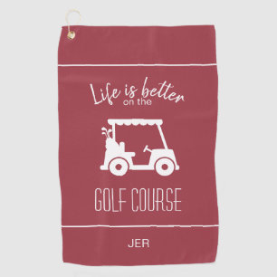 Cute Golf Cart Golfer Golf Course Quote Red Towel