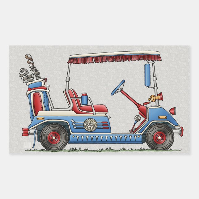 Cute Golf Cart Rectangular Sticker (Front)