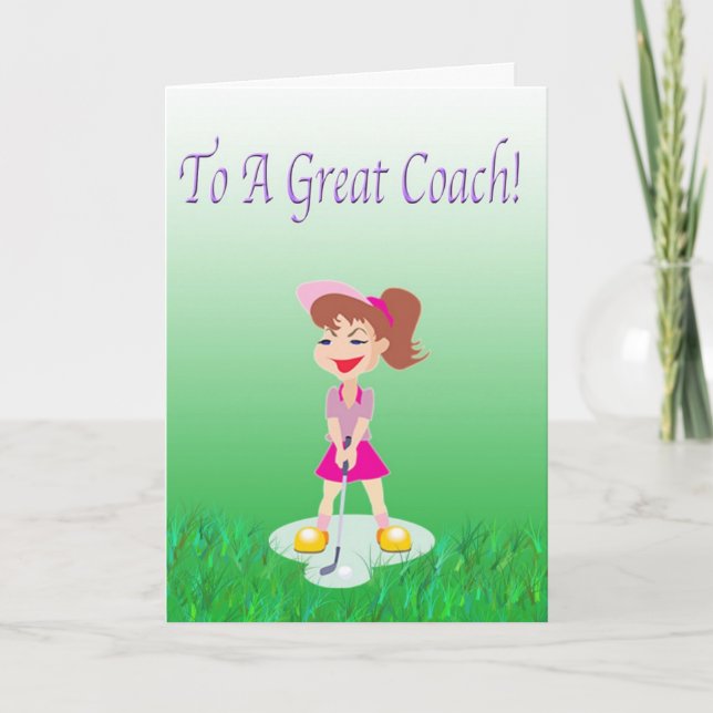 Cute Golf Coach Thank You Card (Front)