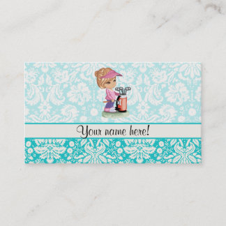 Cute Golf; Damask Pattern Calling Card
