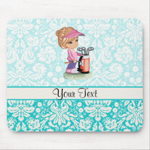 Cute Golf; Damask Pattern Mouse Mat
