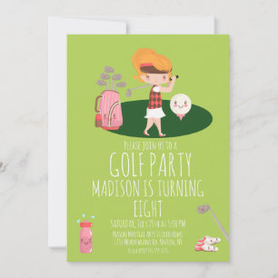 Cute Golf Girl's Birthday Party Invitation
