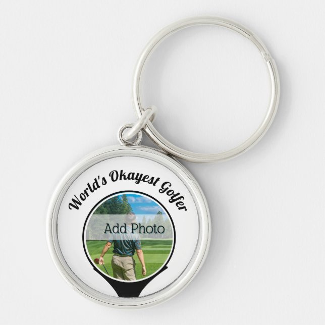 Cute Golf players photo World's Okayest Golfer Key Ring (Front)