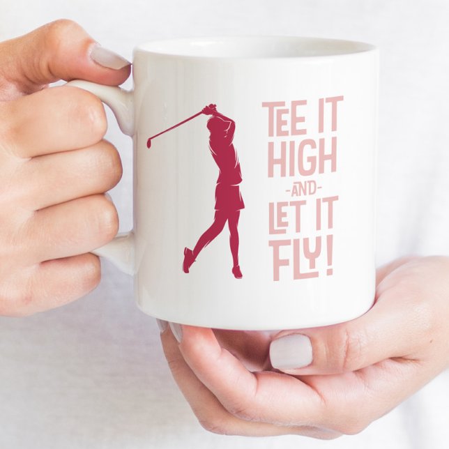 Cute Golf Tee Funny Humour Sports Pro Magenta Red Coffee Mug (Creator Uploaded)